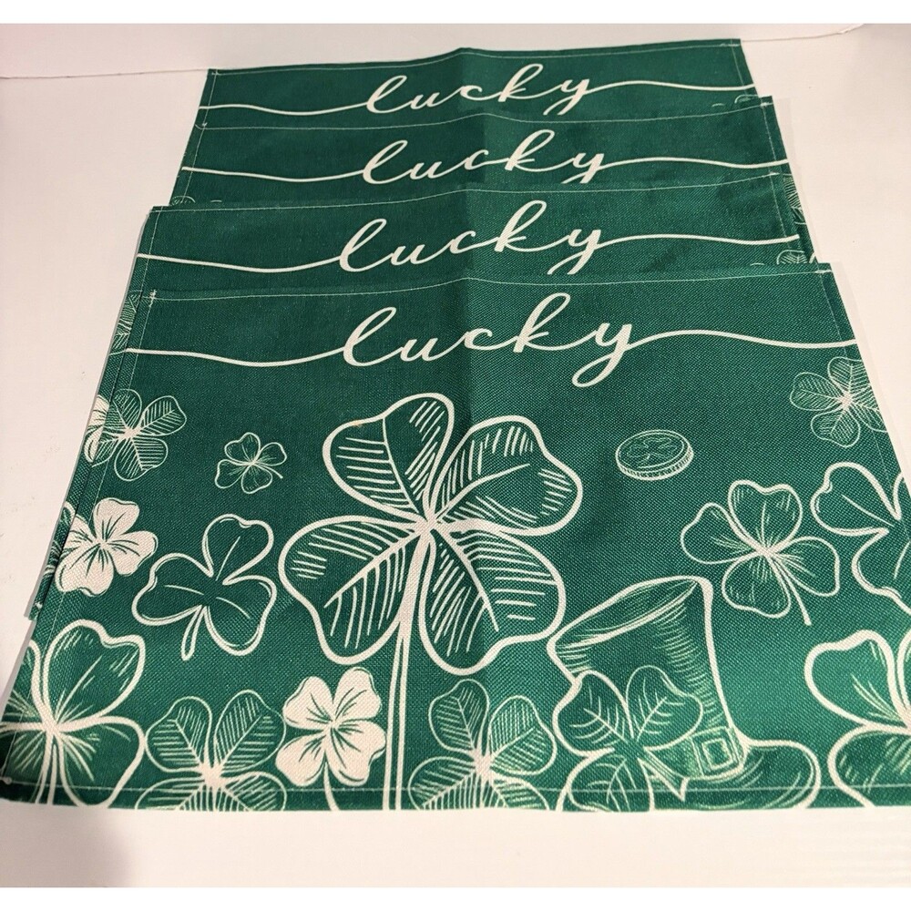 Green Clover Placemats. Set Of 4 New
